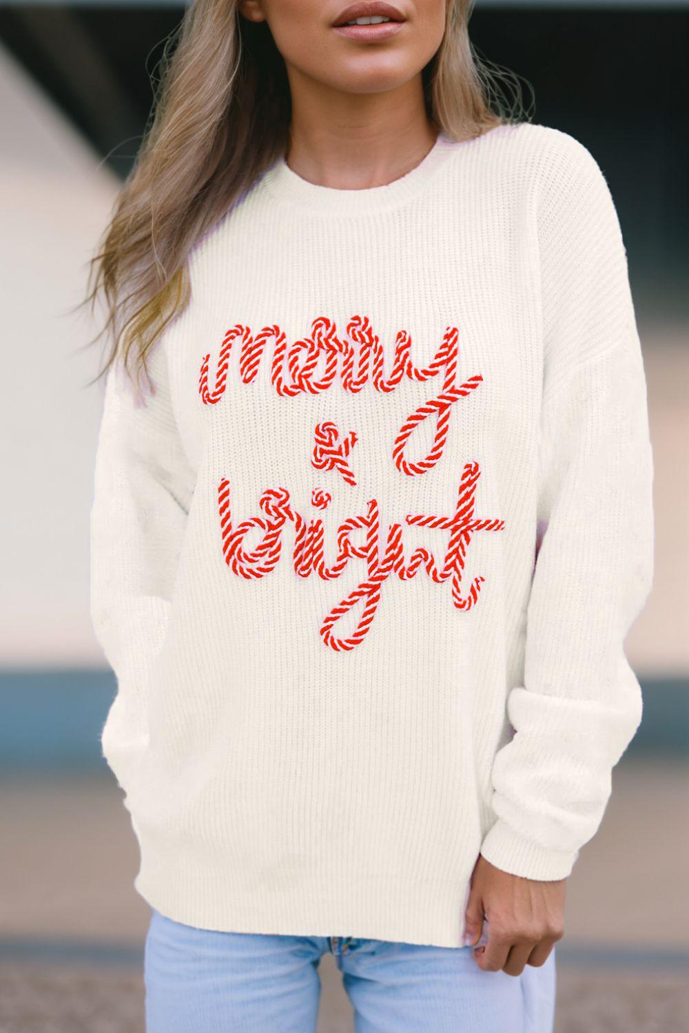 MERRY & BRIGHT Round Neck Sweater - Clothes For Her Online Store