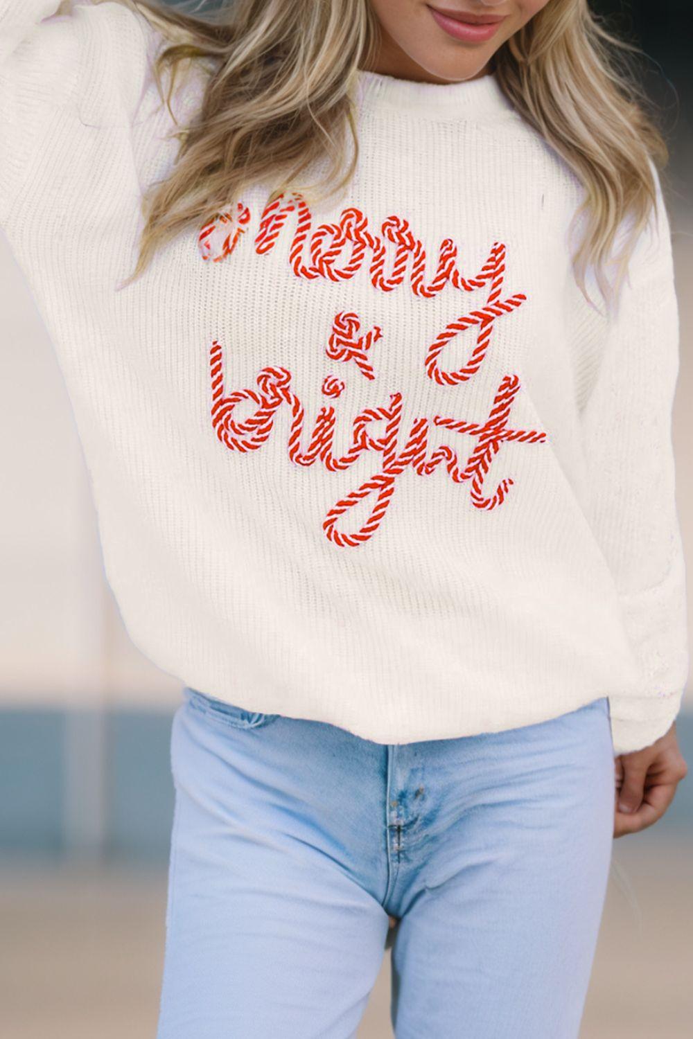 MERRY & BRIGHT Round Neck Sweater - Clothes For Her Online Store