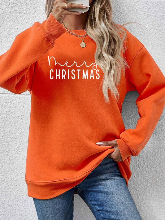 MERRY CHRISTMAS Dropped Shoulder Sweatshirt - Clothes For Her Online Store