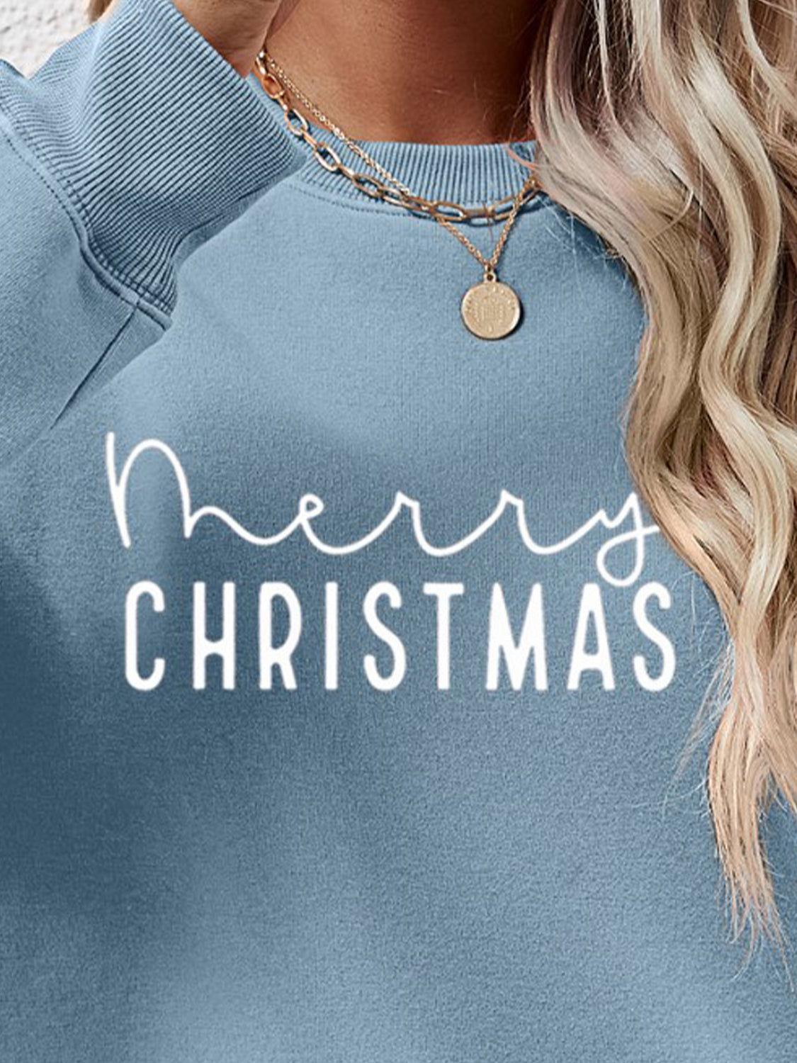 MERRY CHRISTMAS Dropped Shoulder Sweatshirt - Clothes For Her Online Store