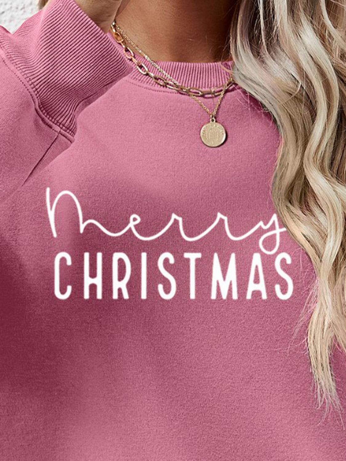 MERRY CHRISTMAS Dropped Shoulder Sweatshirt - Clothes For Her Online Store