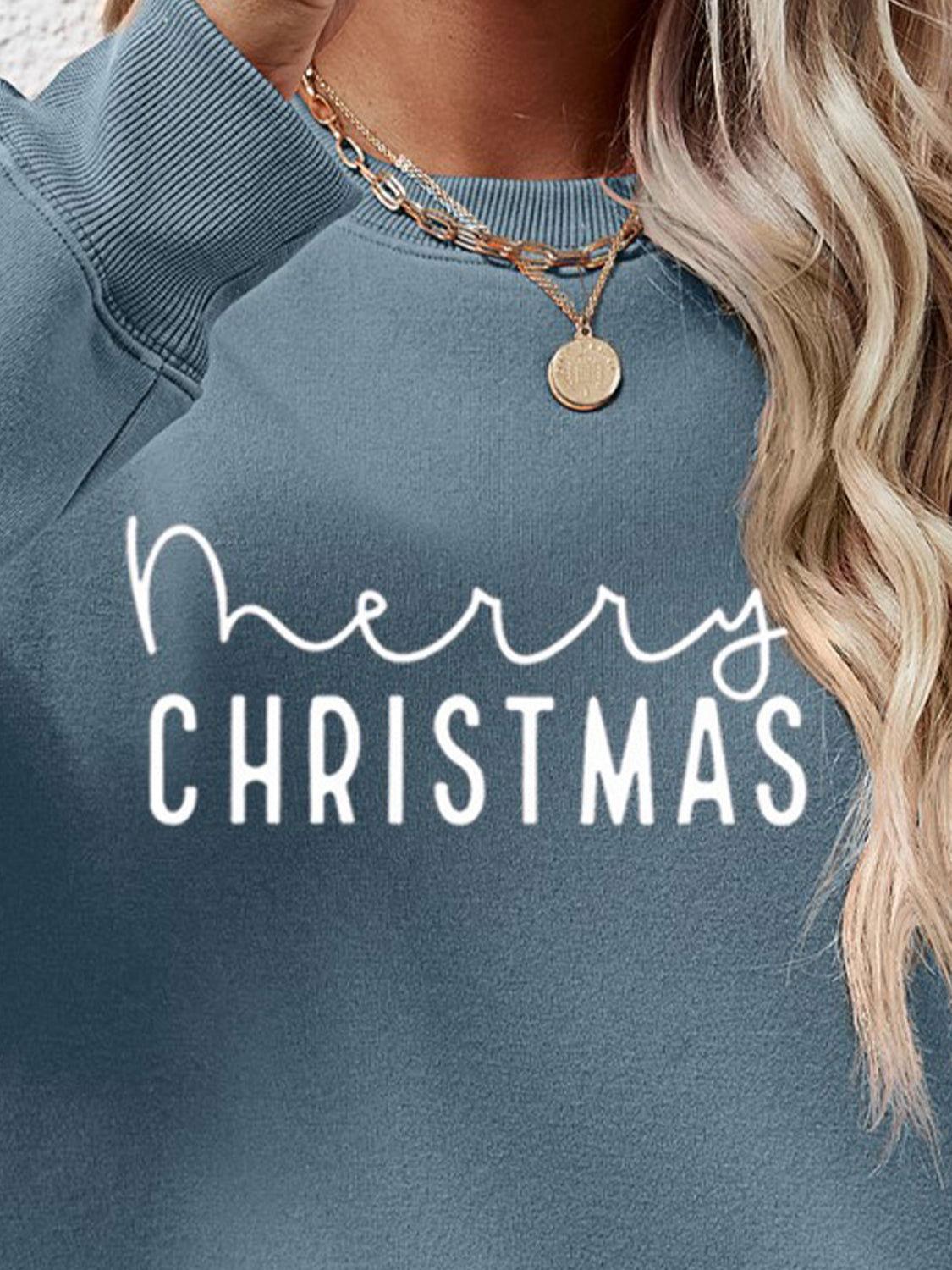 MERRY CHRISTMAS Dropped Shoulder Sweatshirt - Clothes For Her Online Store
