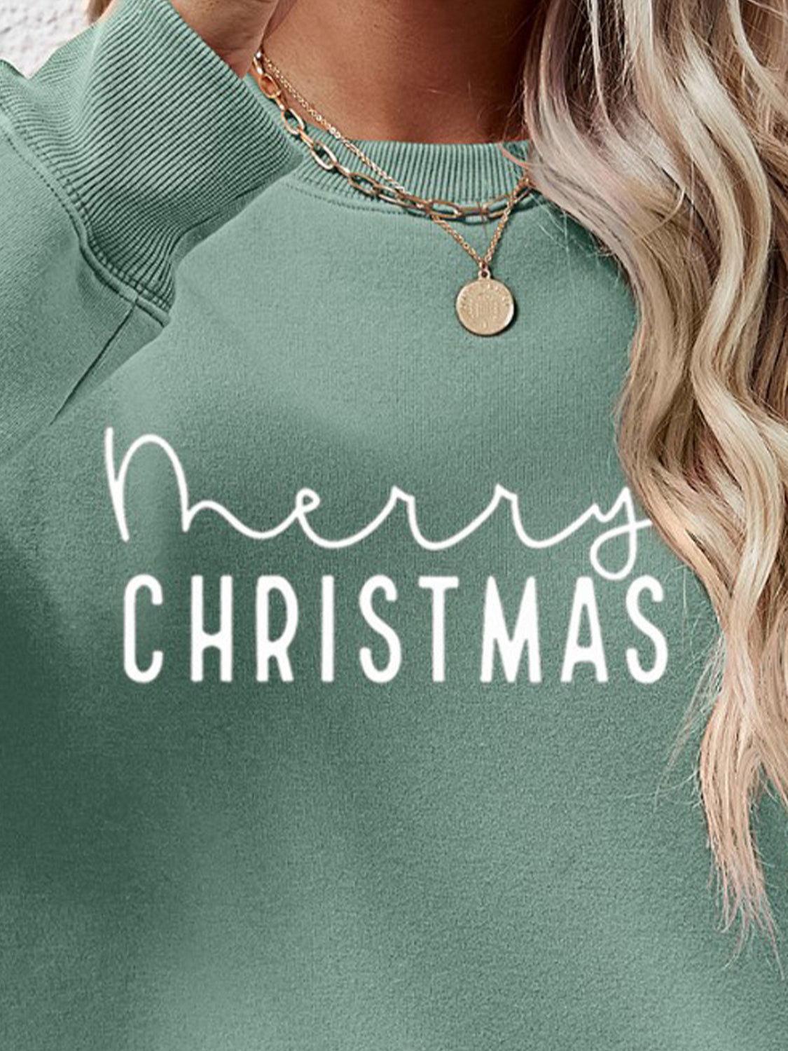 MERRY CHRISTMAS Dropped Shoulder Sweatshirt - Clothes For Her Online Store