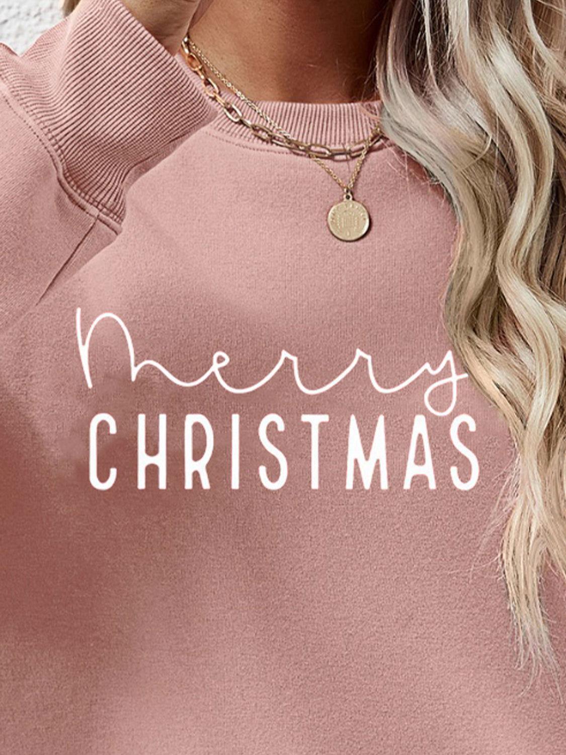 MERRY CHRISTMAS Dropped Shoulder Sweatshirt - Clothes For Her Online Store