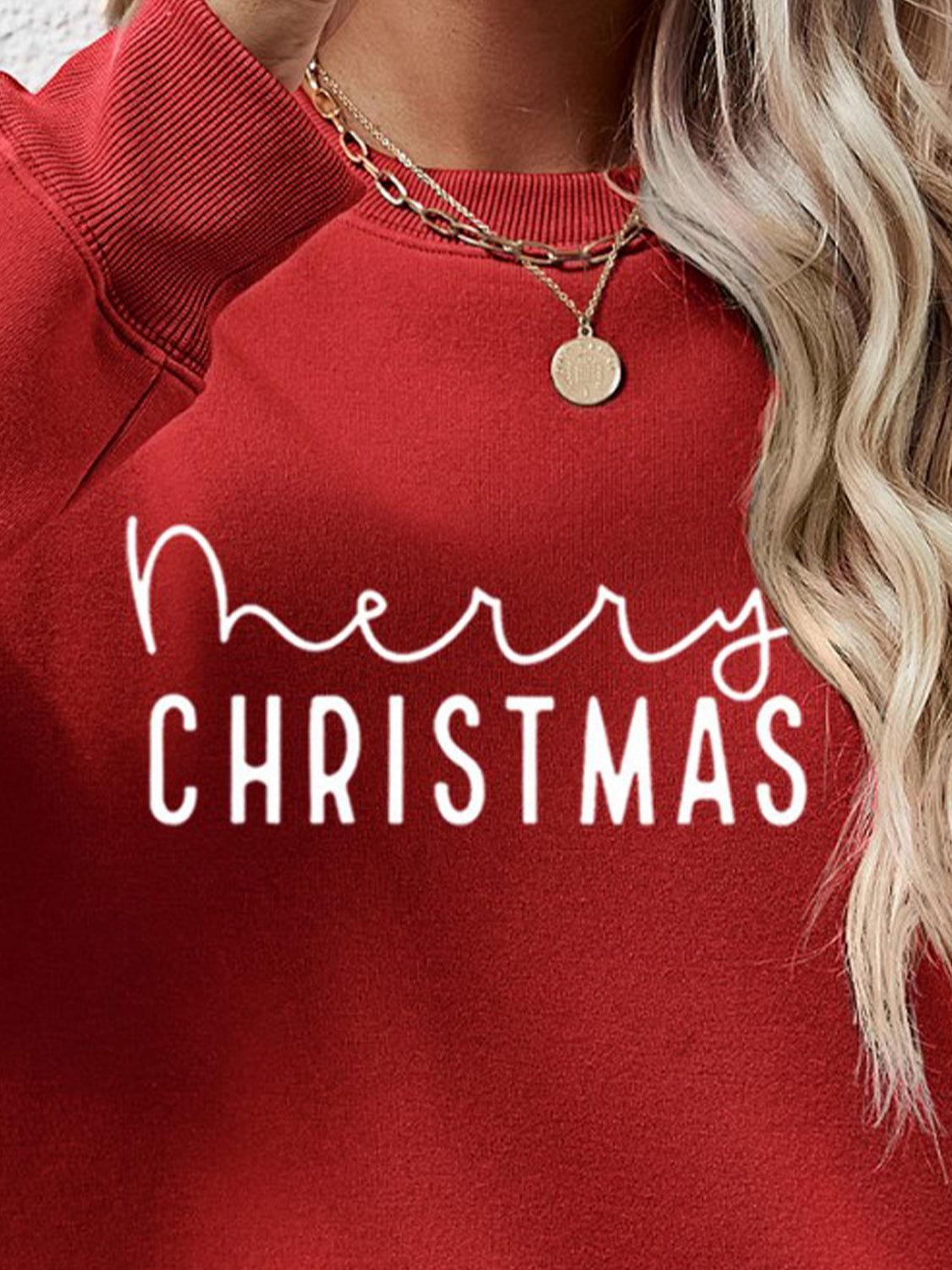 MERRY CHRISTMAS Dropped Shoulder Sweatshirt - Clothes For Her Online Store