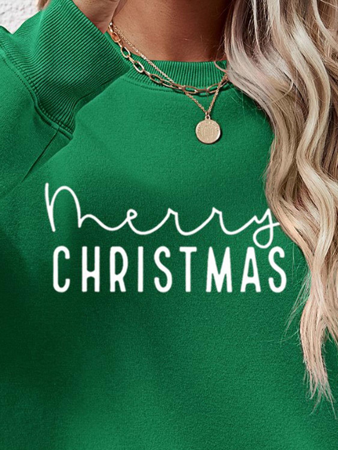 MERRY CHRISTMAS Dropped Shoulder Sweatshirt - Clothes For Her Online Store