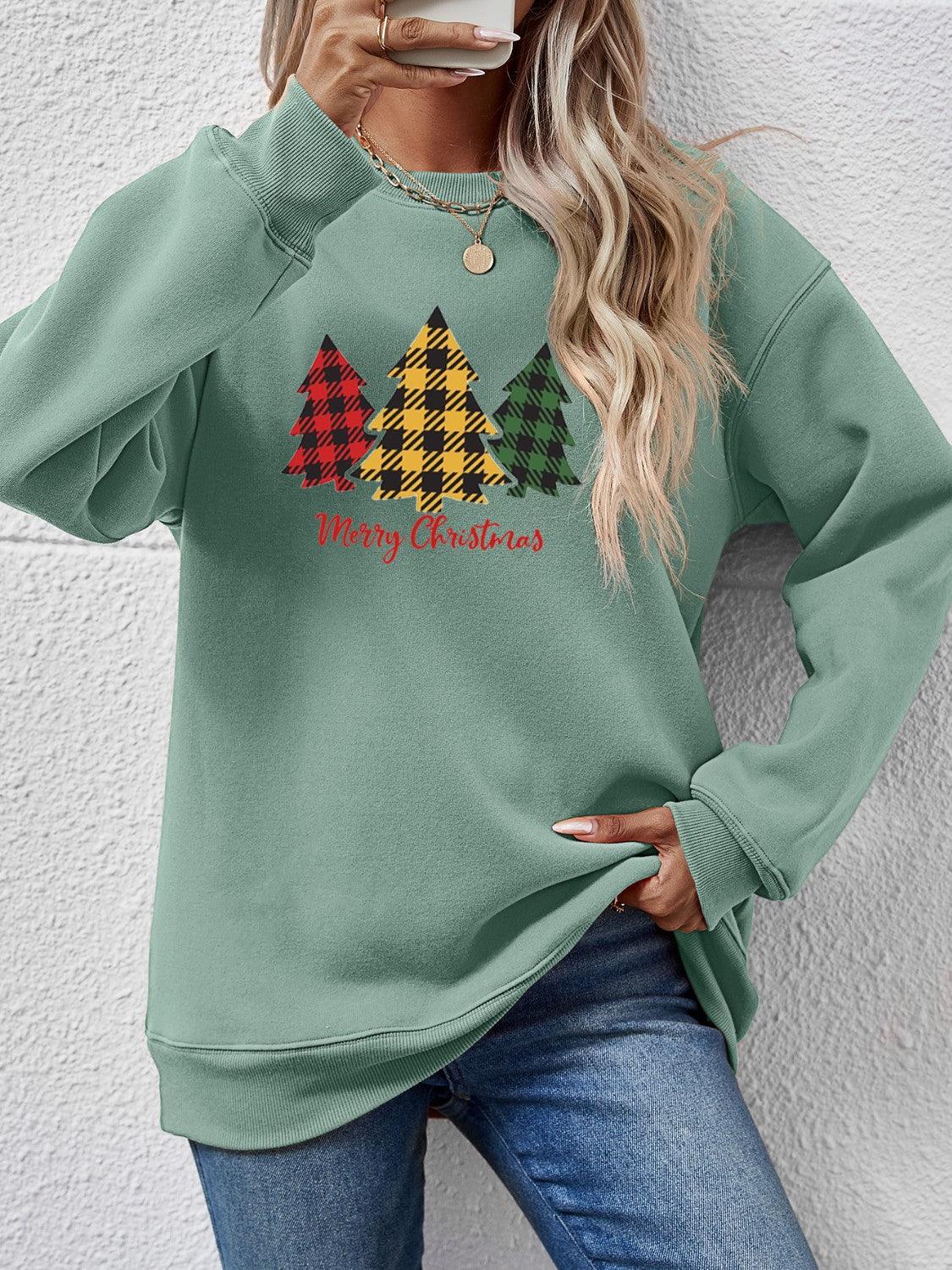 MERRY CHRISTMAS Dropped Shoulder Sweatshirt - Clothes For Her Online Store