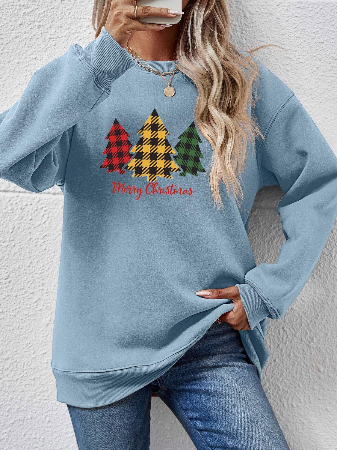 MERRY CHRISTMAS Dropped Shoulder Sweatshirt - Clothes For Her Online Store
