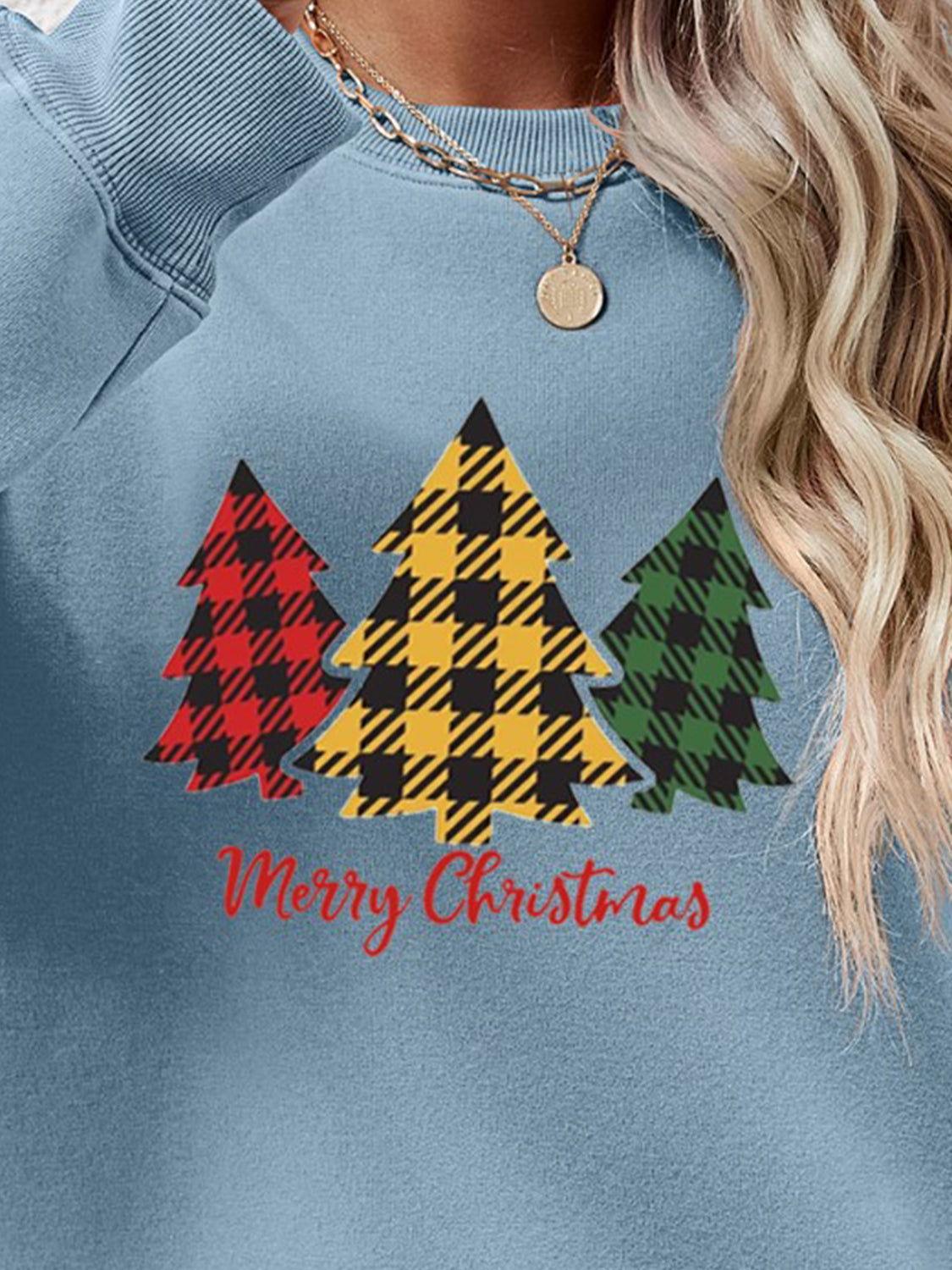 MERRY CHRISTMAS Dropped Shoulder Sweatshirt - Clothes For Her Online Store