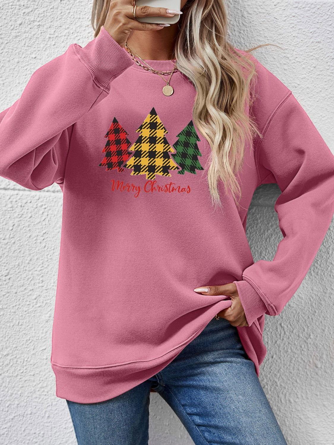 MERRY CHRISTMAS Dropped Shoulder Sweatshirt - Clothes For Her Online Store