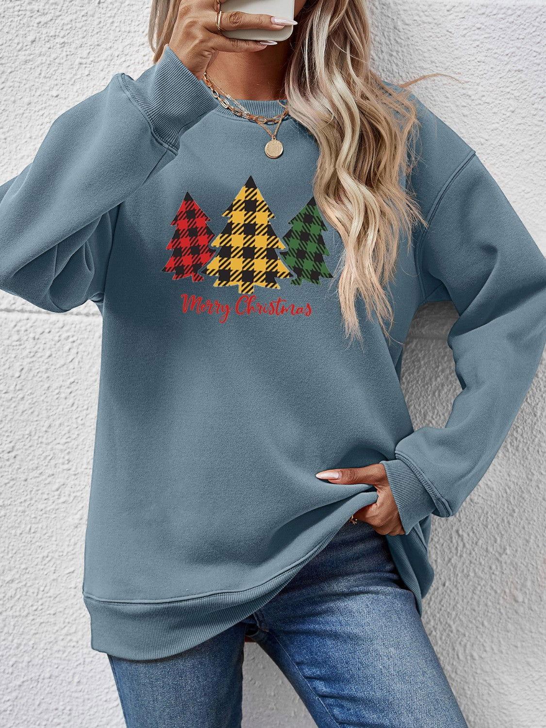 MERRY CHRISTMAS Dropped Shoulder Sweatshirt - Clothes For Her Online Store