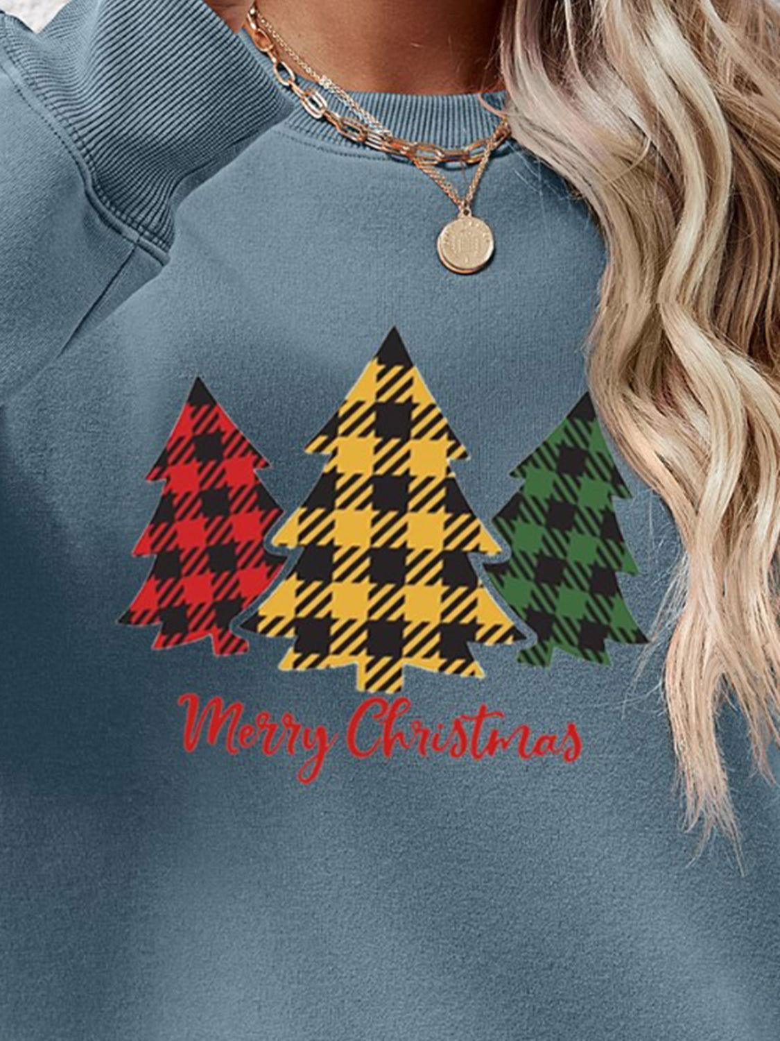 MERRY CHRISTMAS Dropped Shoulder Sweatshirt - Clothes For Her Online Store