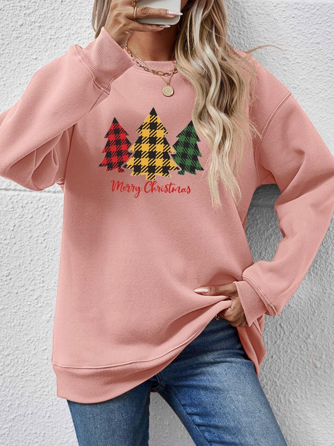 MERRY CHRISTMAS Dropped Shoulder Sweatshirt - Clothes For Her Online Store