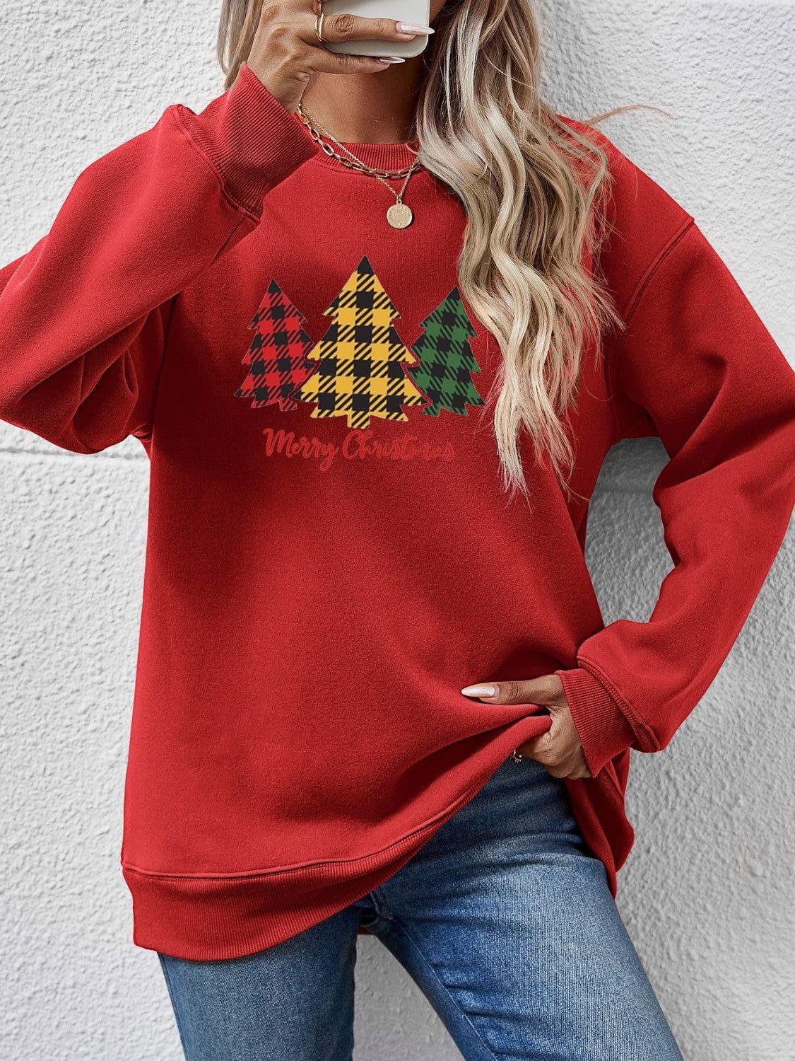 MERRY CHRISTMAS Dropped Shoulder Sweatshirt - Clothes For Her Online Store