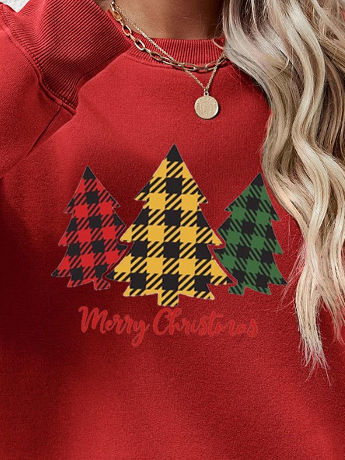 MERRY CHRISTMAS Dropped Shoulder Sweatshirt - Clothes For Her Online Store