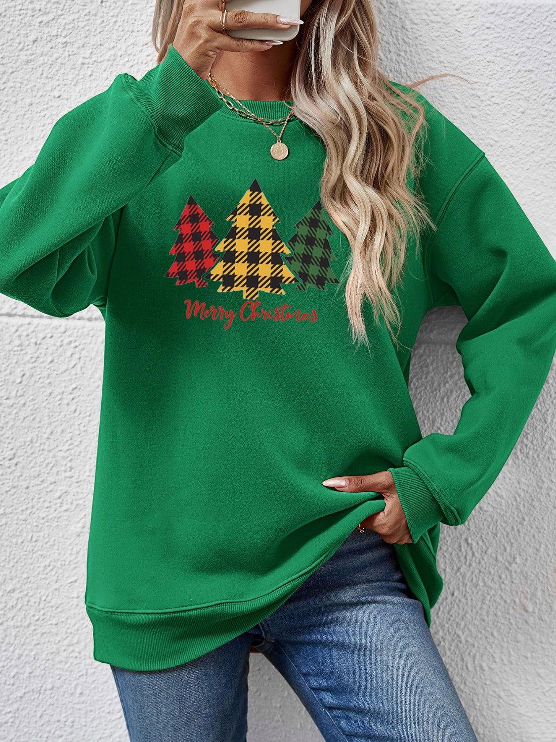MERRY CHRISTMAS Dropped Shoulder Sweatshirt - Clothes For Her Online Store