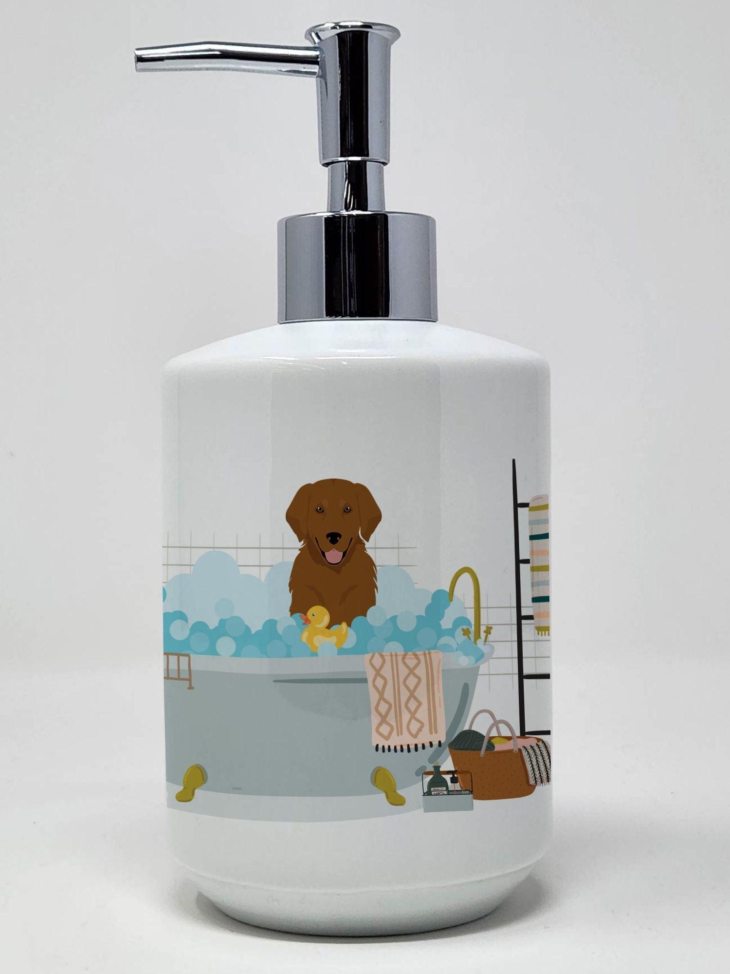 Mahogany Golden Retriever Ceramic Soap Dispenser Hand Soap Dispenser Pump Bottles for Bathroom Kitchen, Empty Refillable Liquid Soap Container - Clothes For Her Online Store