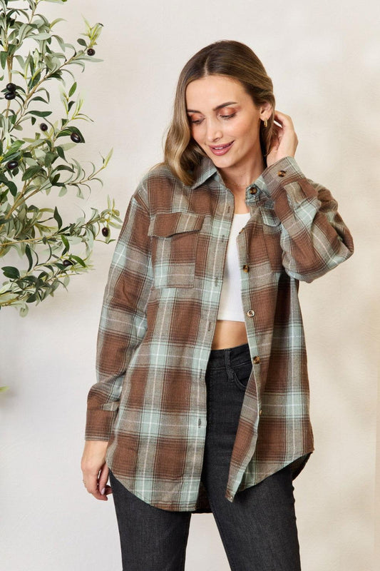 Mandy Plaid Dropped Shoulder Shirt - Clothes For Her Online Store