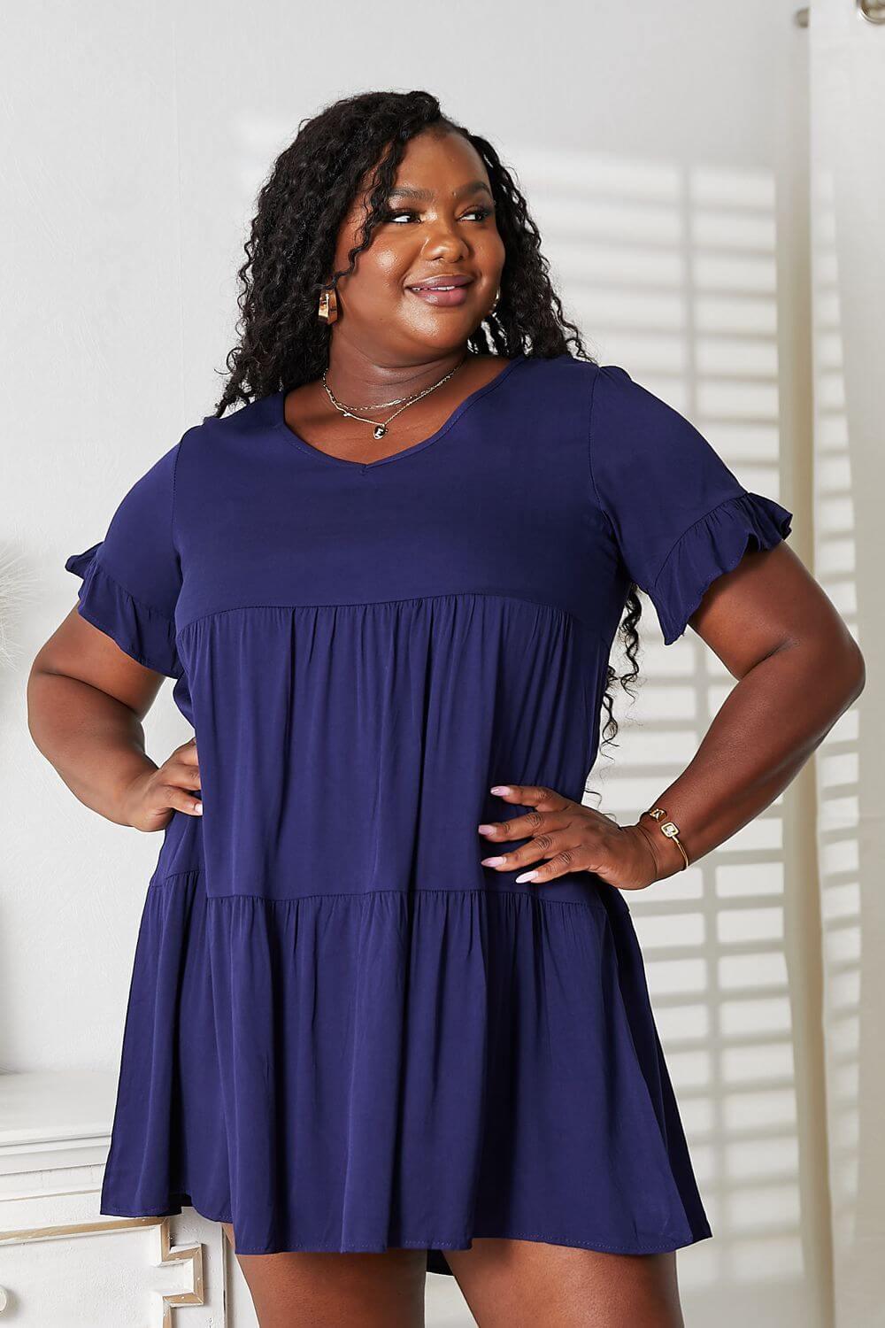 Mandy V-Neck Flounce Sleeve Tiered Dress - Clothes For Her Online Store