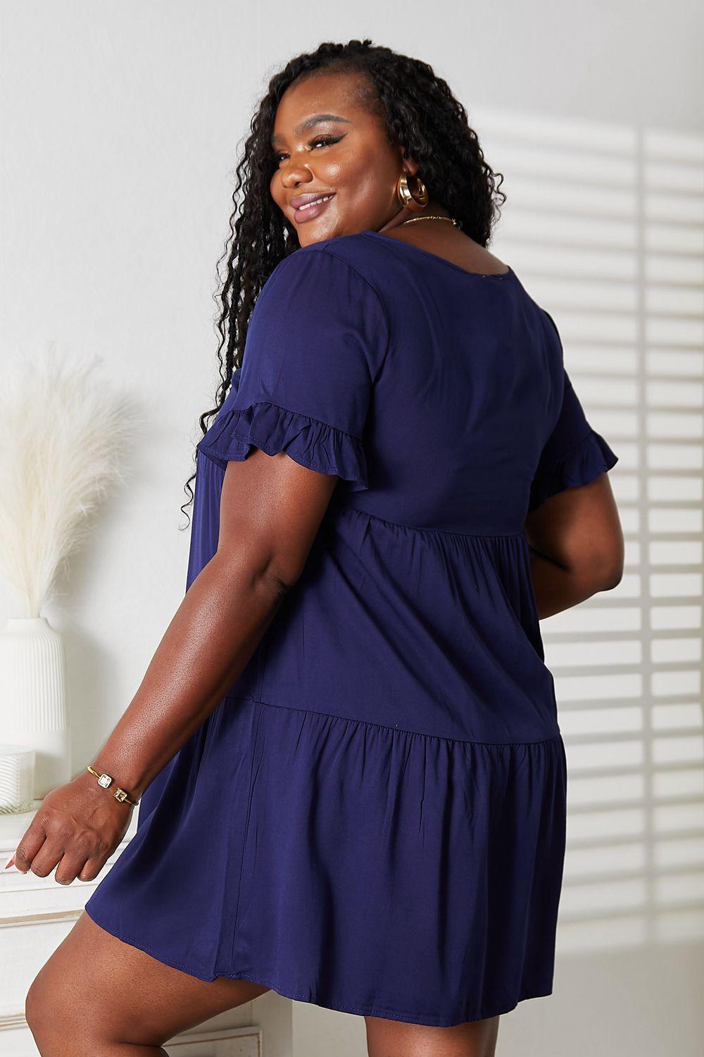 Mandy V-Neck Flounce Sleeve Tiered Dress - Clothes For Her Online Store