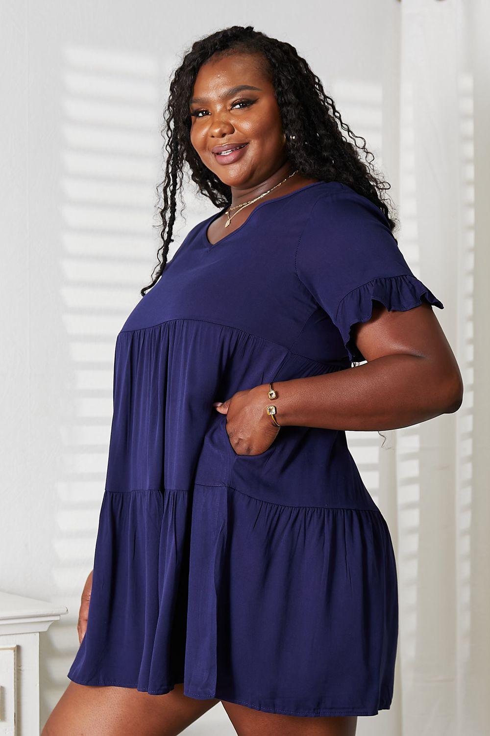 Mandy V-Neck Flounce Sleeve Tiered Dress - Clothes For Her Online Store