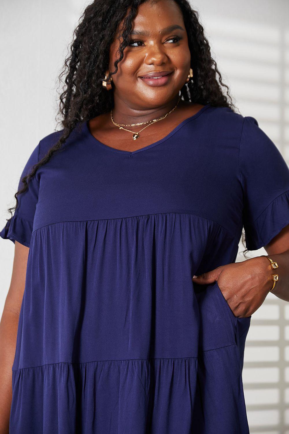Mandy V-Neck Flounce Sleeve Tiered Dress - Clothes For Her Online Store
