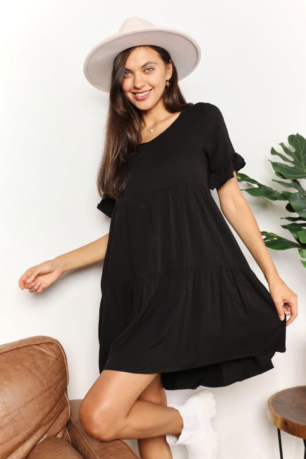 Mandy V-Neck Flounce Sleeve Tiered Dress - Clothes For Her Online Store