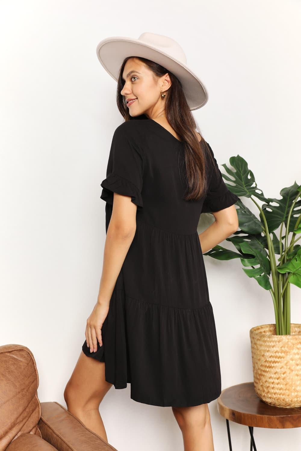 Mandy V-Neck Flounce Sleeve Tiered Dress - Clothes For Her Online Store