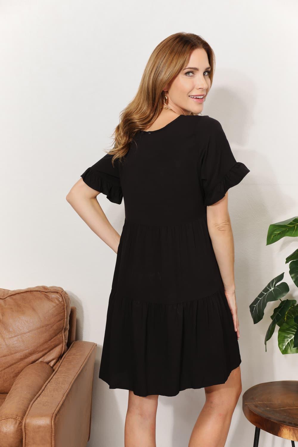 Mandy V-Neck Flounce Sleeve Tiered Dress - Clothes For Her Online Store