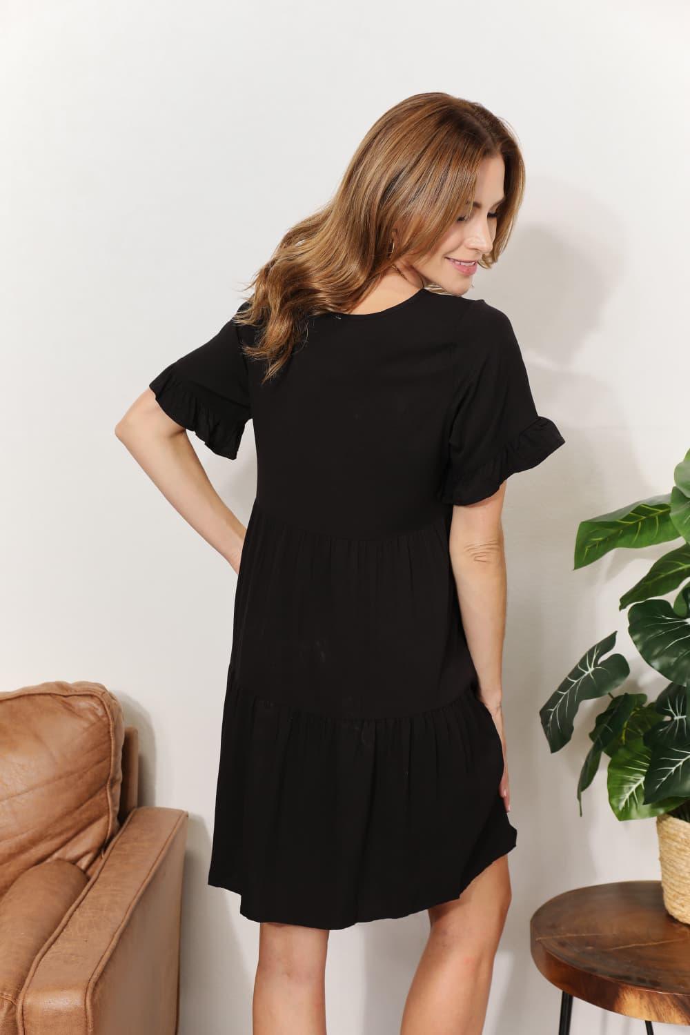 Mandy V-Neck Flounce Sleeve Tiered Dress - Clothes For Her Online Store
