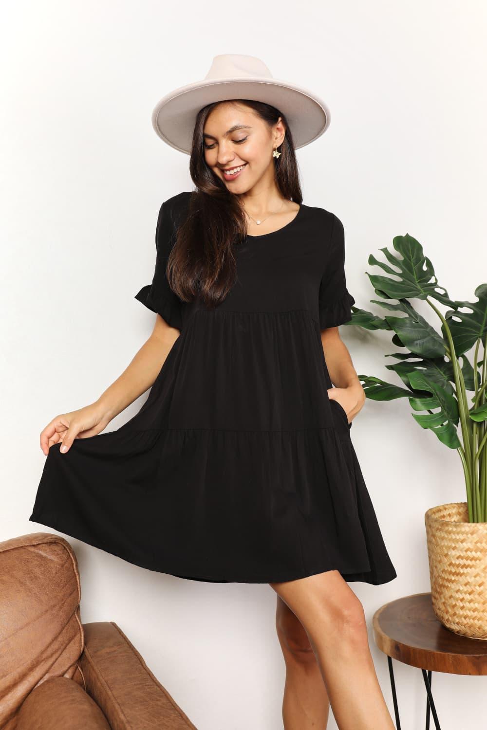 Mandy V-Neck Flounce Sleeve Tiered Dress - Clothes For Her Online Store
