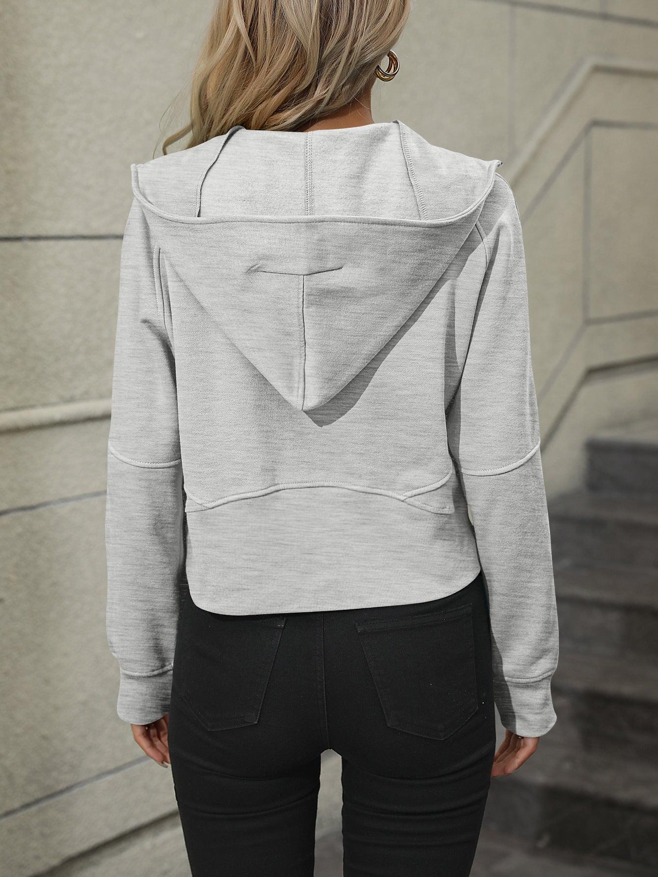 Mandy Zip-Up Raglan Sleeve Hoodie with Pocket - Clothes For Her Online Store