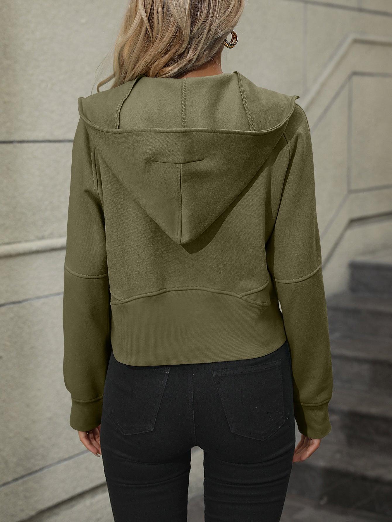 Mandy Zip-Up Raglan Sleeve Hoodie with Pocket - Clothes For Her Online Store