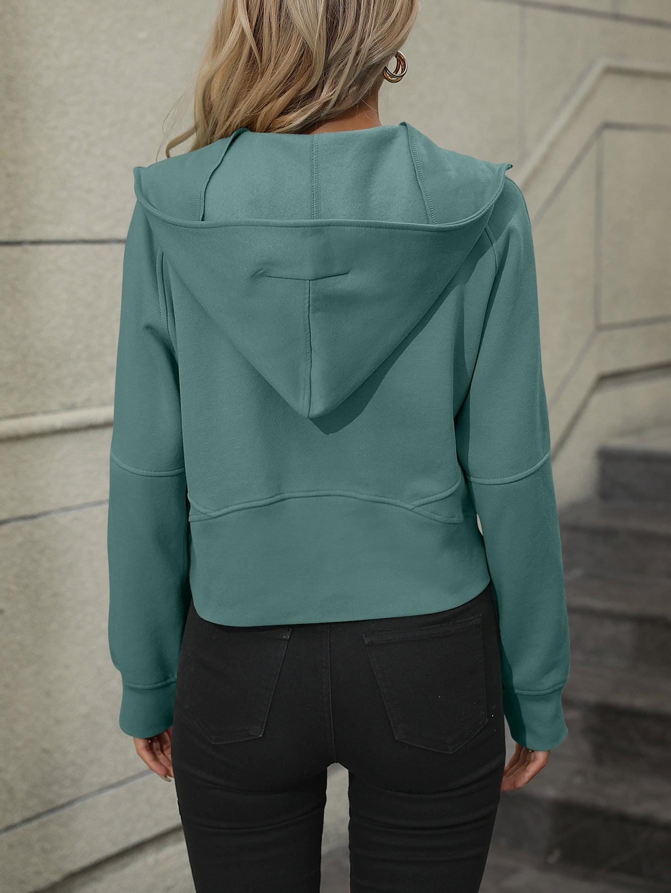 Mandy Zip-Up Raglan Sleeve Hoodie with Pocket - Clothes For Her Online Store