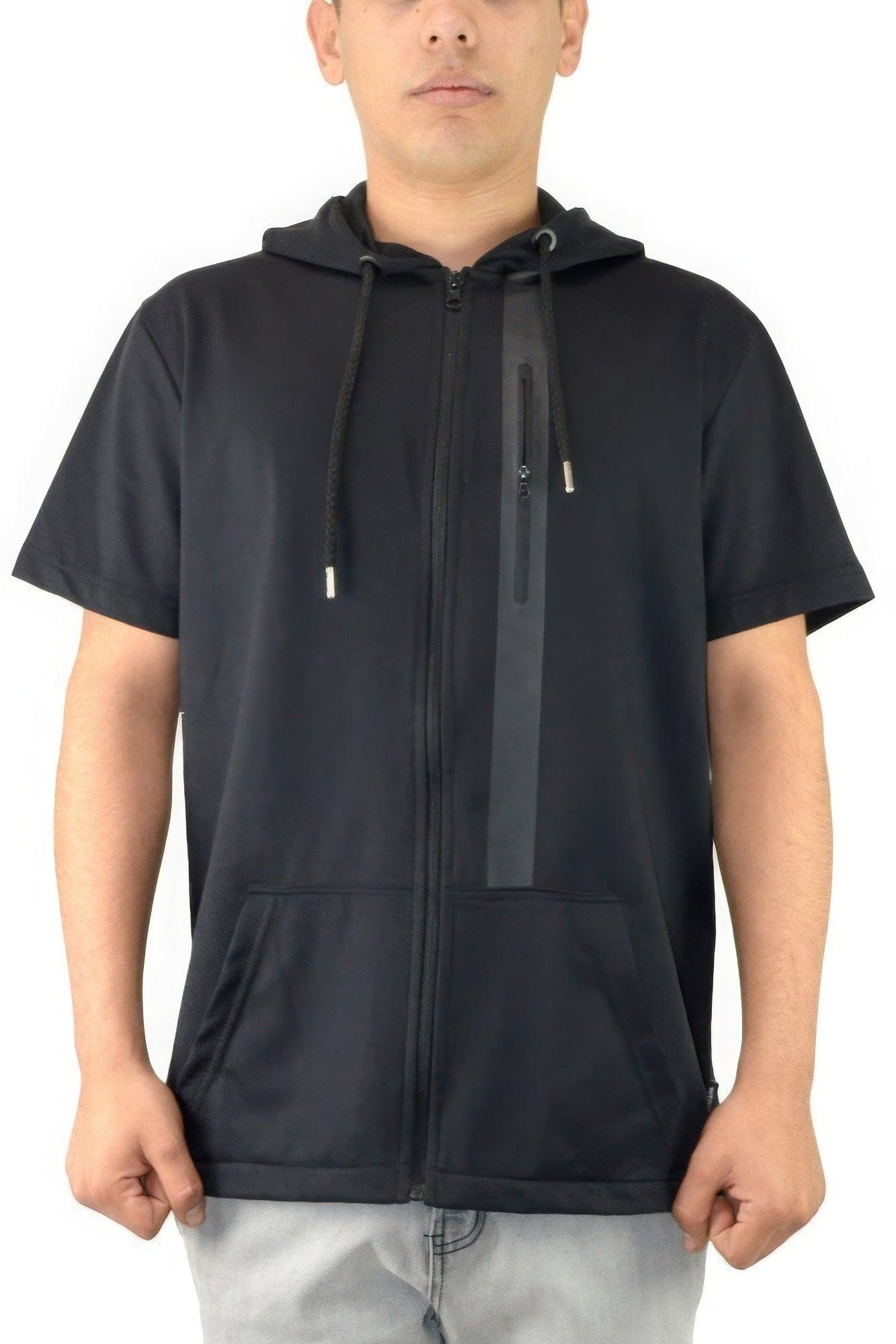 Men's Casual Short Sleeve Zip-up Hoodie Tops - Clothes For Her Online Store