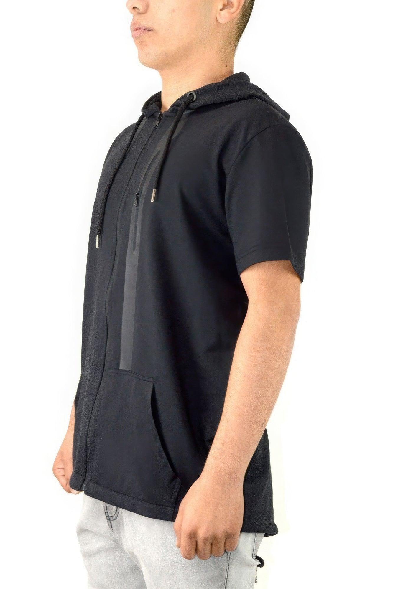 Men's Casual Short Sleeve Zip-up Hoodie Tops - Clothes For Her Online Store
