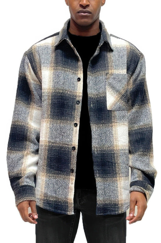 Mens Flannel Shirt Jacket Shacket - Clothes For Her Online Store