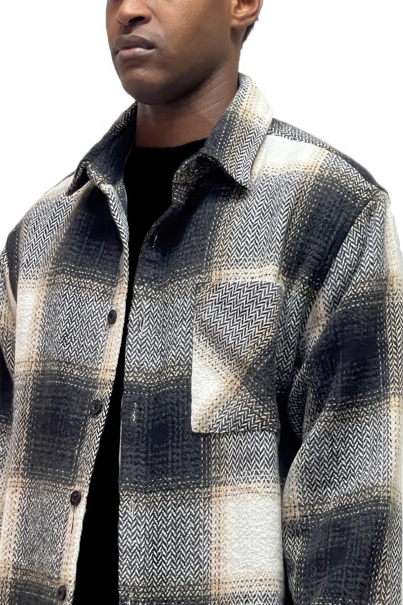 Mens Flannel Shirt Jacket Shacket - Clothes For Her Online Store