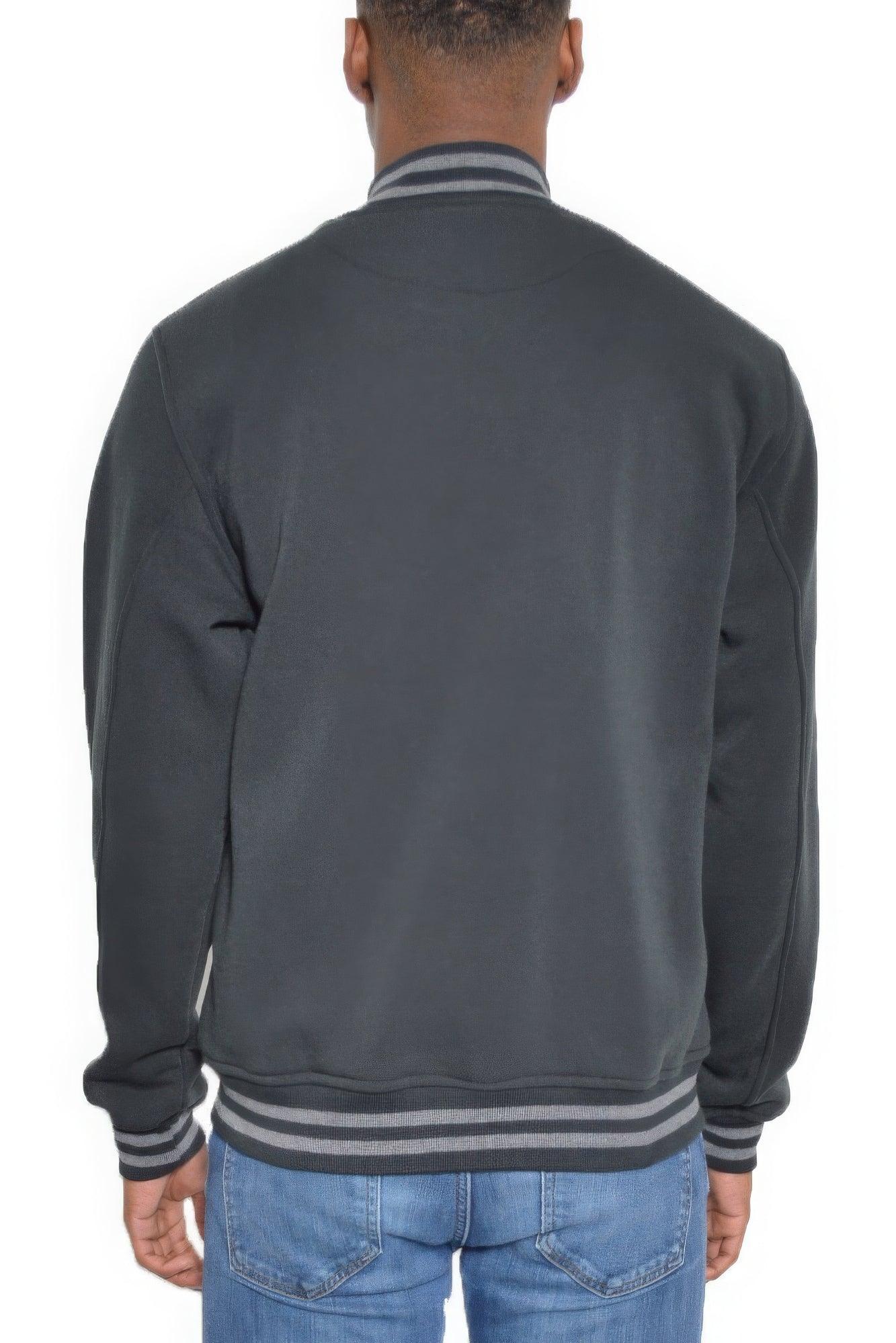 Mens Fleece Snap Button Varsity Jacket - Clothes For Her Online Store