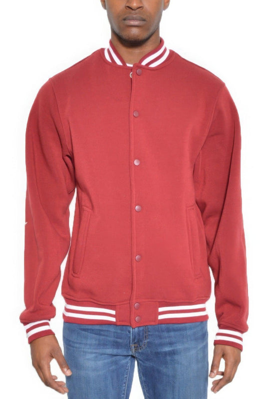Mens Fleece Snap Button Varsity Jacket - Clothes For Her Online Store