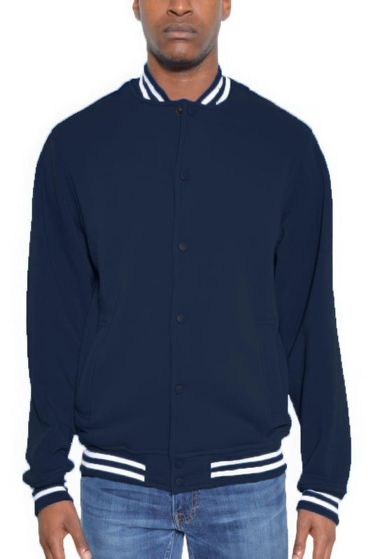 Mens Fleece Snap Button Varsity Jacket - Clothes For Her Online Store