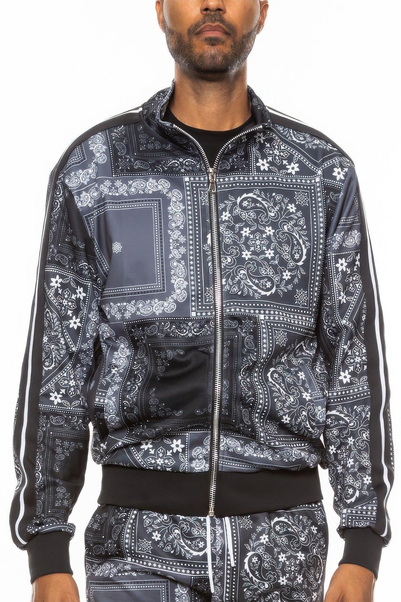 Mens Paisley Bandana Track Jacket - Clothes For Her Online Store