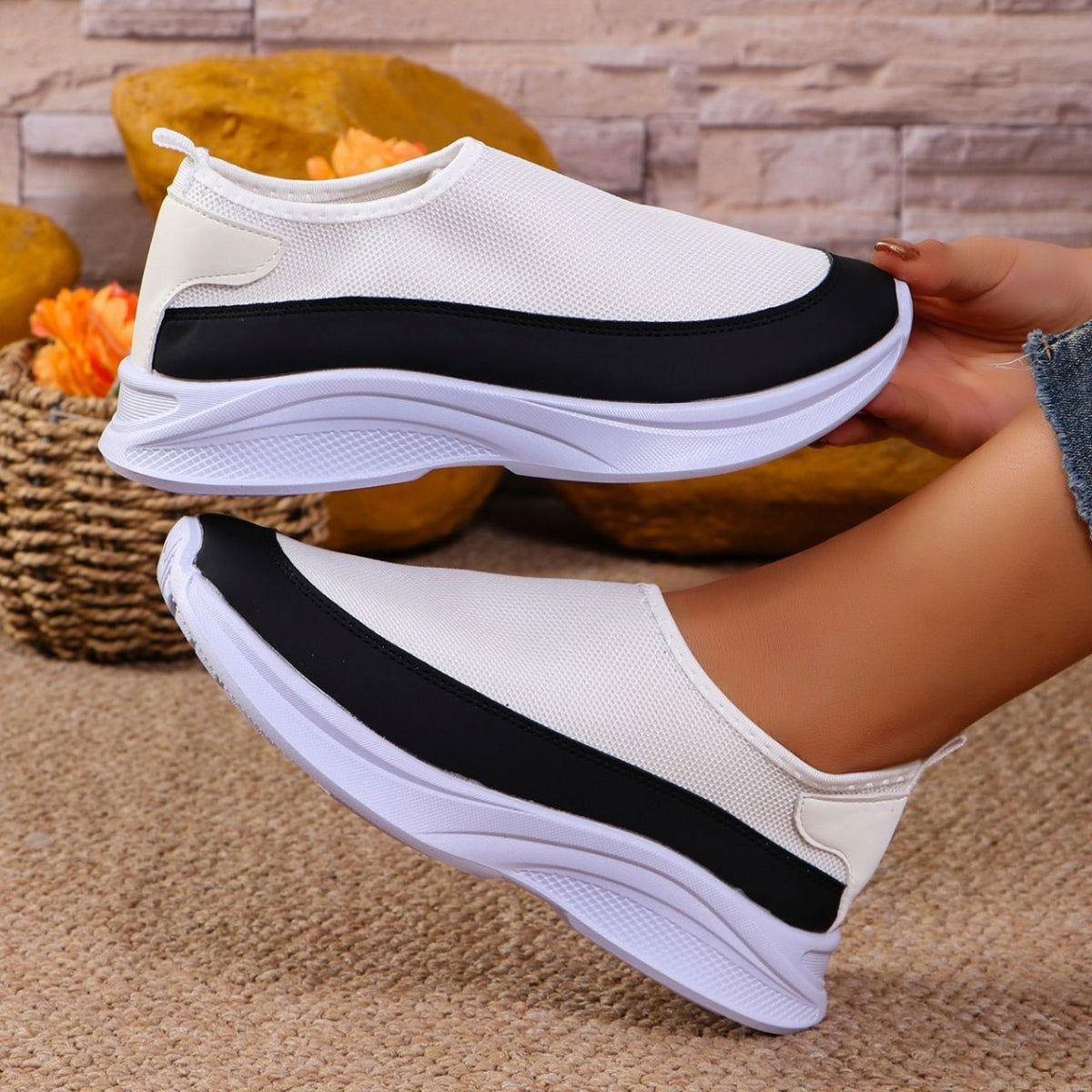 Mesh Contrast Flat Slip-Ons - Clothes For Her Online Store