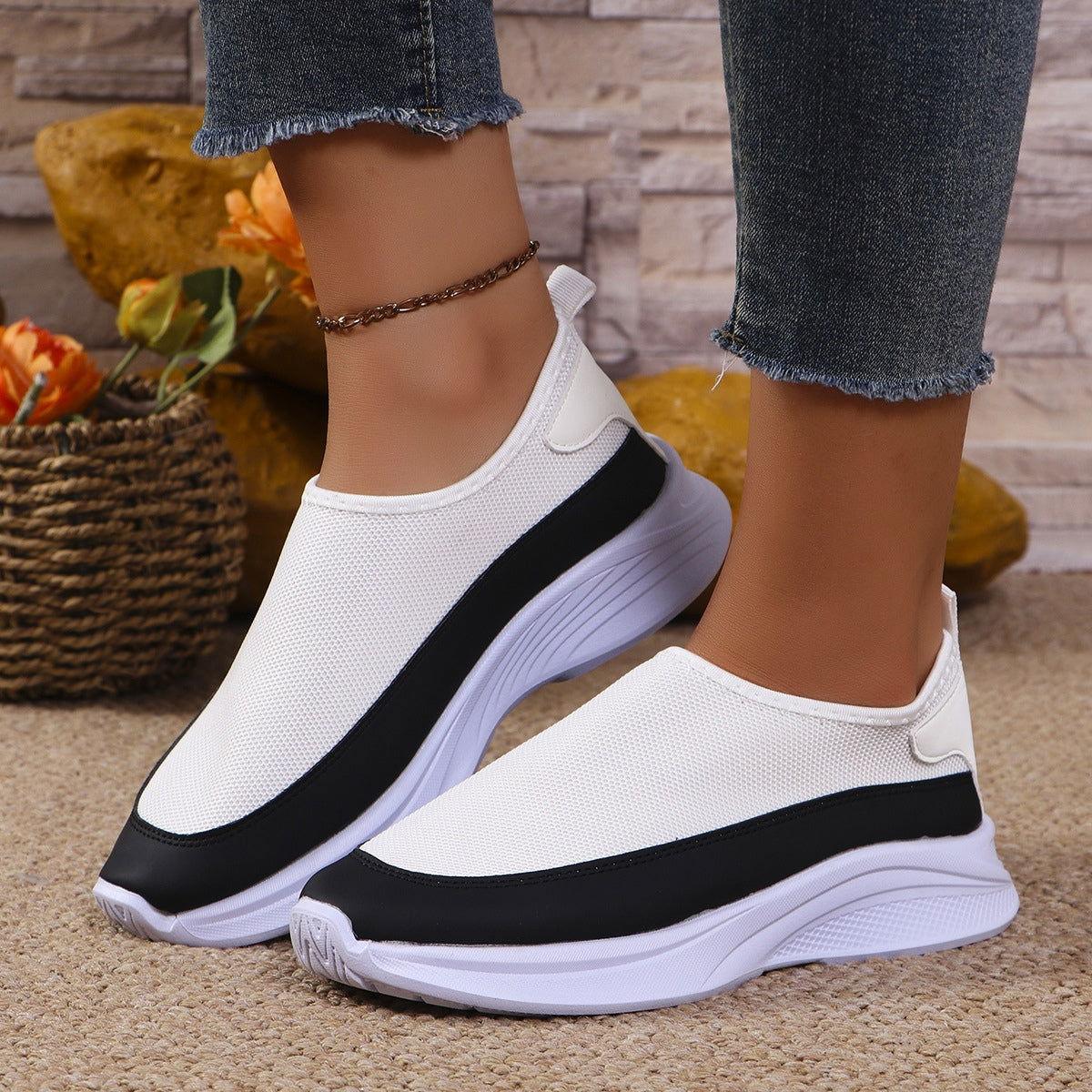 Mesh Contrast Flat Slip-Ons - Clothes For Her Online Store