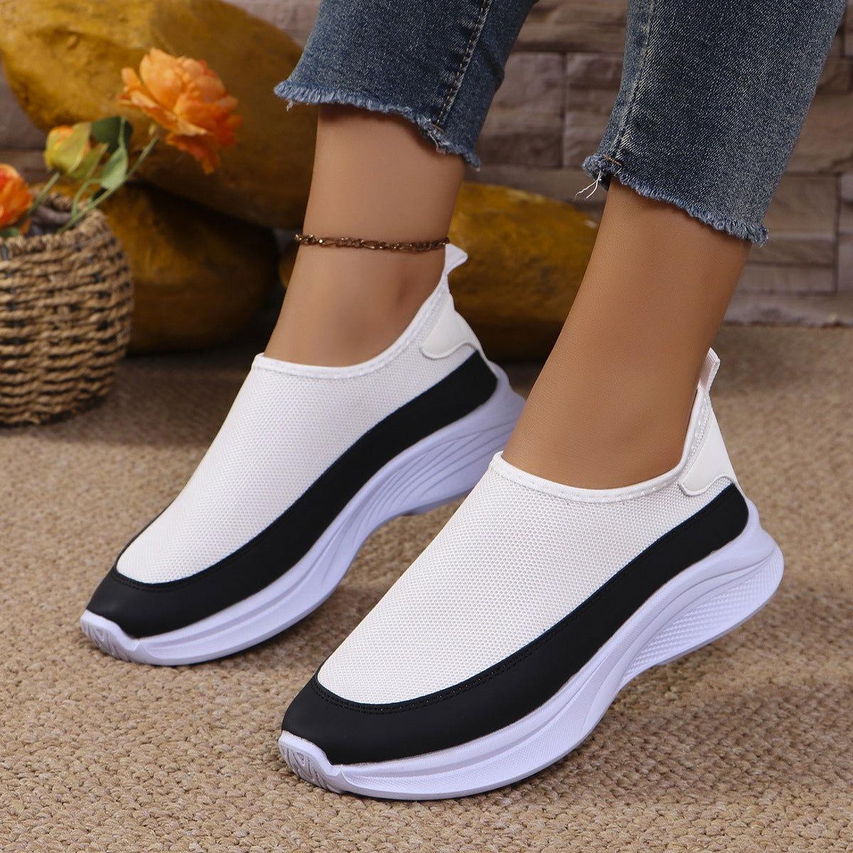 Mesh Contrast Flat Slip-Ons - Clothes For Her Online Store