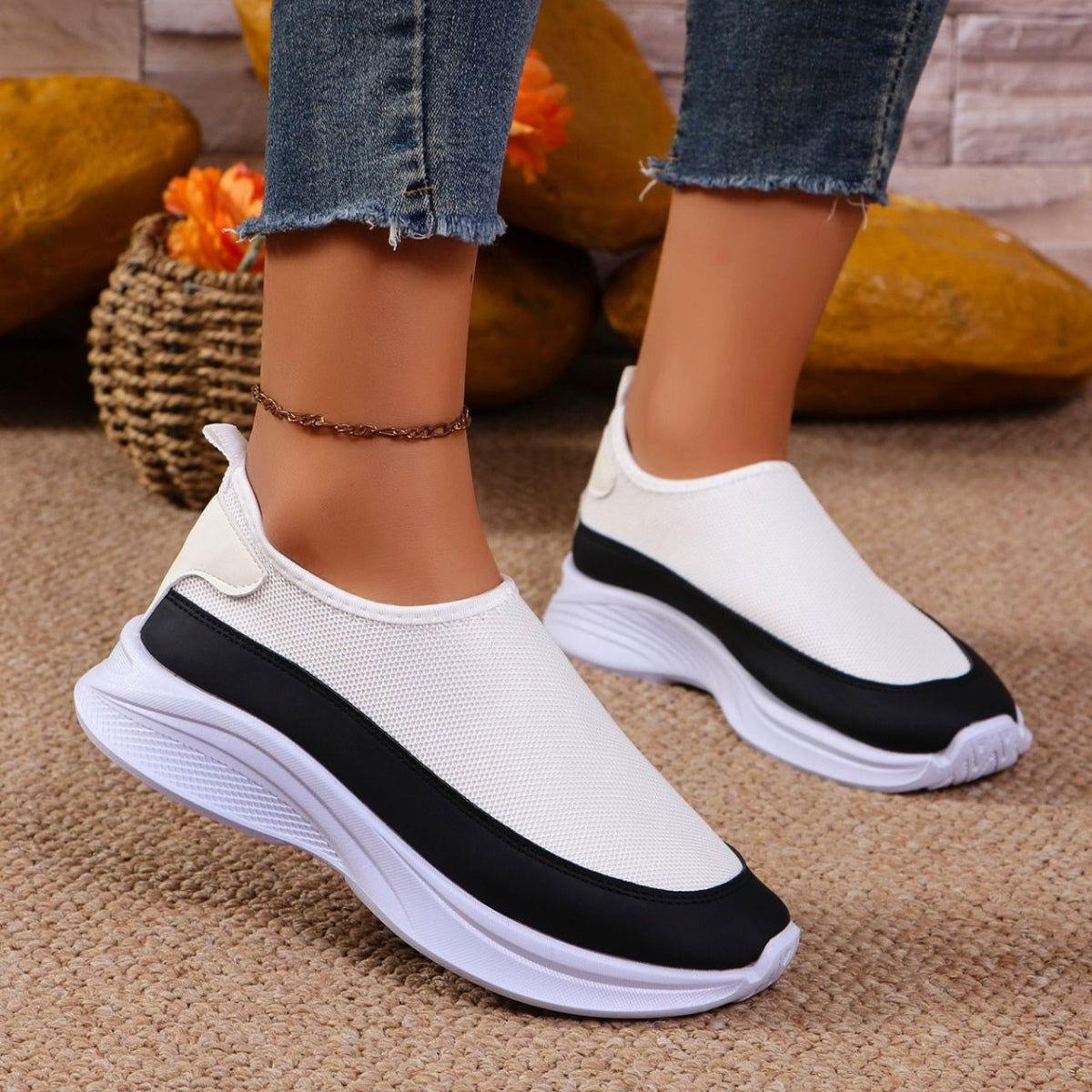 Mesh Contrast Flat Slip-Ons - Clothes For Her Online Store