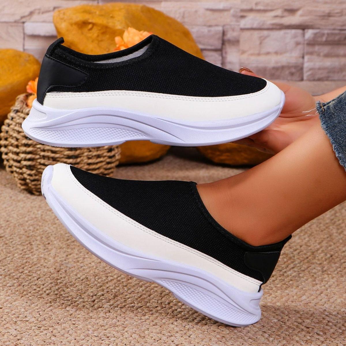 Mesh Contrast Flat Slip-Ons - Clothes For Her Online Store