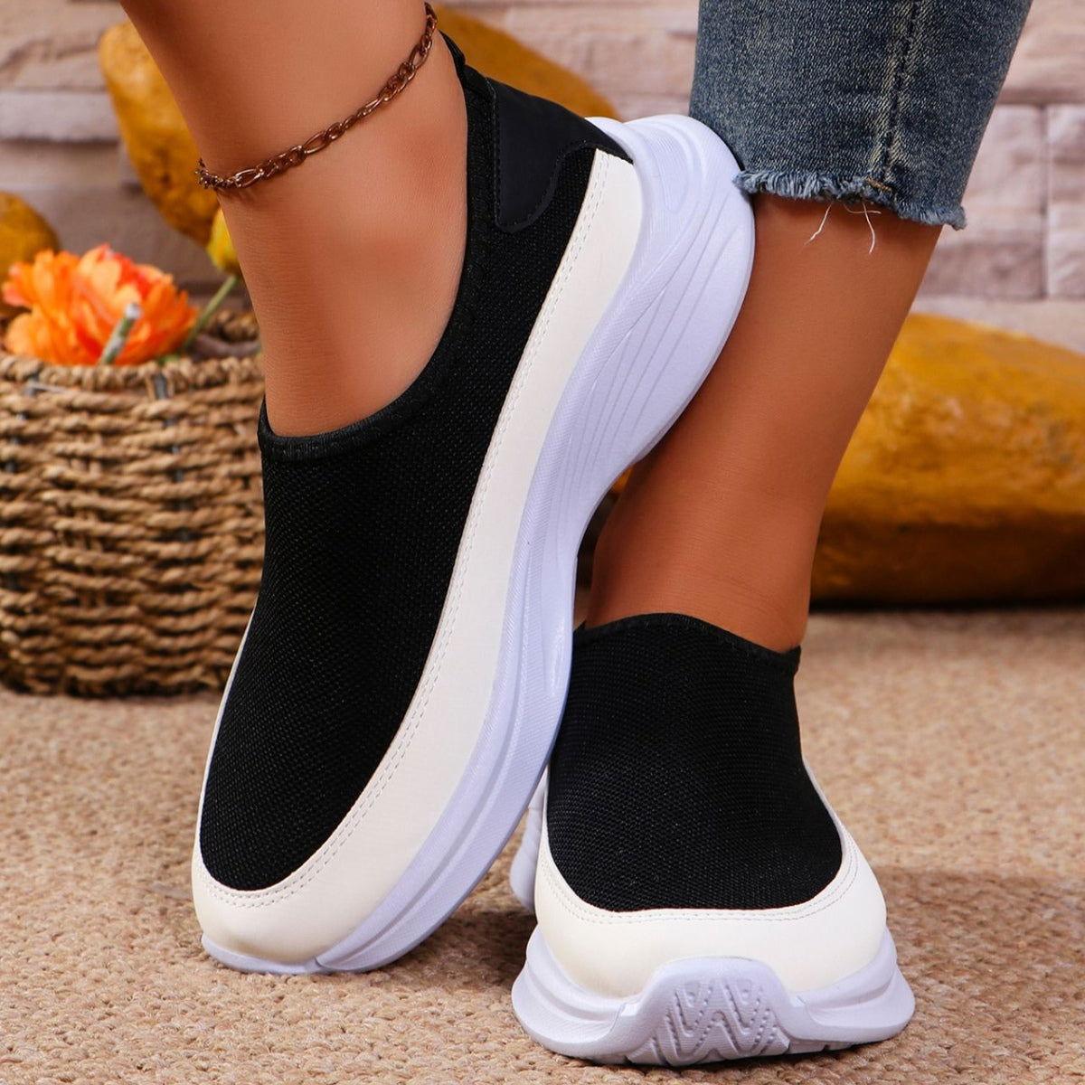 Mesh Contrast Flat Slip-Ons - Clothes For Her Online Store