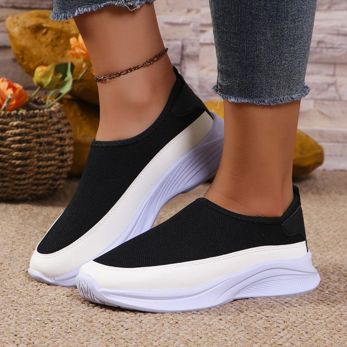 Mesh Contrast Flat Slip-Ons - Clothes For Her Online Store