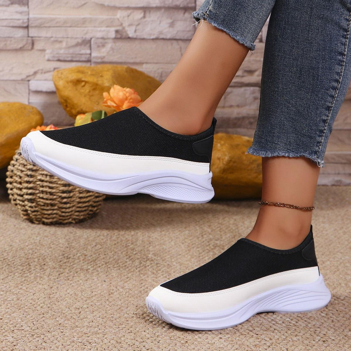 Mesh Contrast Flat Slip-Ons - Clothes For Her Online Store